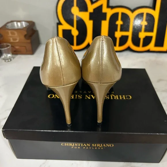 Christian Siriano Metallic Gold Heels - Picture 3 of 5